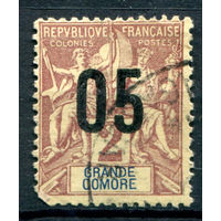 Французские колонии - Гранд-Комор (Мадагаскар) - 1912г. - аллегория, надпечатка 05 на 2 с - 1 марка - гашёная [Mi 101]. #4-W1-123-A-1