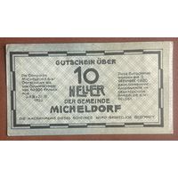 Нотгельды Австрия Михельдорф ,10 геллеров 1920 год