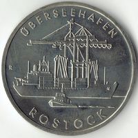 ГДР 5 марок, 1988 30 лет порту города Росток UNC