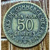 Монета 50 сантимов 1921 год. Франция.