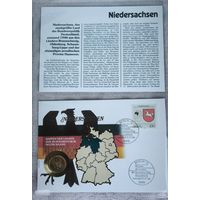 Набор в честь восстановления Германии "1 марка+ конверт +  марка первого дня гашения"Нижняя Саксония