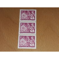 Венгрия 1964 Почта Сцепка 3 чистые марки