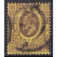 82.Br. Великобритания. Эдуард VII. 3P. 1902 г. Стандарт. Mi.#108A.