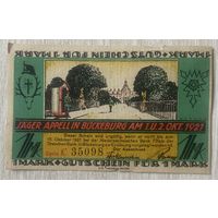 Нотгельд 1 марка 1921 год. Бюккебург. Веймарская республика