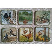 Набор винтажных подставок для посуды (костеров) из серии Наши дикие птицы (Unser Flugwild)