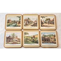 Винтажная подставка Pimpernel под горячее с пробковой основой Celluware Limited Англия ХХ век