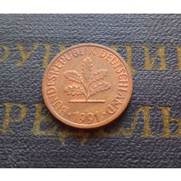 1 пфенниг 1991 (G) Германия ФРГ #45 XF