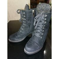 Высокие ботинки деми, замш натуральный, р-р 39