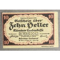 Нотгельд Австрия Каринтия , 10 геллеров 1920 год