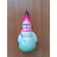 Елочная игрушка  Снеговик стекло  - СССР