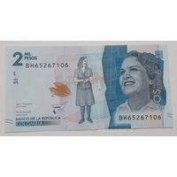 Колумбия 2000 песо 2020 года UNC