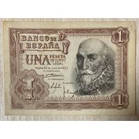 Банкнота Испании 1 песета. 1953 год.