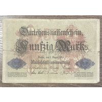 Банкнота 50 марок 1914 год. Германская империя.