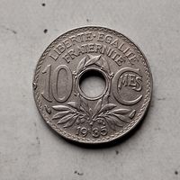 10 сантимов 1935 года Франция. Третья Республика. Красивая монета!