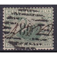 144а.Aust. Великобритания. Австралийские штаты. Западная Австралия. Чёрный лебедь. Стандарт. 1885 г. 1/2p. Mi.#30.