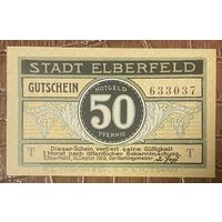 Нотгельд , 50 пфеннигов, Эльберфельд 1919 год. Веймарская республика