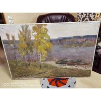 Красивая интерьерная картина холст масло Осенние воды 137см на 97см самая привлекательная цена трёхдневный аукцион
