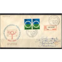 Нидерланды КПД 1963 100 летие 1-й международной почтовой конференции Париж Спецгашение и маркирован сцепкой марок #454