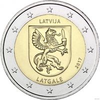 2 евро 2017 Латвия Латгале UNC из ролла