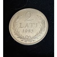 2 лата 1925 г.  Латвия.  Серебро