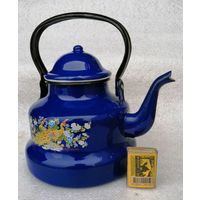 Стильный, эмалированный чайник, кобальт, СССР, прим  3л.