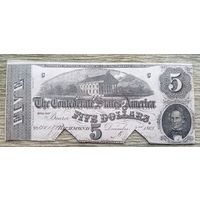 Werty71 США 5 ДОЛЛАРОВ 1862 банкнота КОНФЕДЕРАЦИЯ