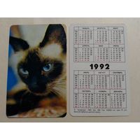 Карманный календарик. Котик.1992 год