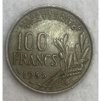 Монета 100 франков 1955 год. Франция . Монетный двор Бомон-ле-Роже. С рубля без МЦ.