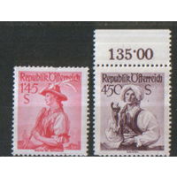 2 марки из серии 1951г. Австрия "Провинциальные костюмы" MNH
