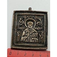 Вершковая икона "Николай Чудотворец".Предположительно 19 век.Состояние.