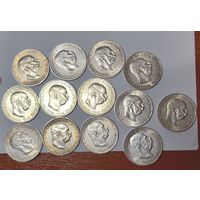 1 крона Австро-Венгрия 1914, 1915 г. 13 штук серебро