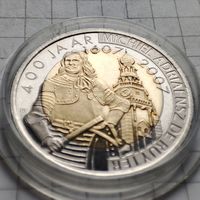 Нидерланды .2 рейтера 2007 г. Памятная монета .400 летие со дня рождения адмирала Рюйтера.