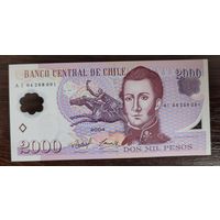 Чили 2000 песо 2004 года UNC p-160a полимер