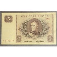 Банкнота Швеция 5 крон 1963 год - Густав VI Адольф.