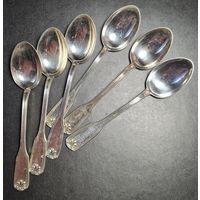 Ложки кофейные 6 шт., серебро 800 (проба 3 - старая Польша), С РУБЛЯ! Лот серебра #6