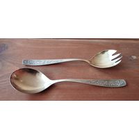 Ложки салатные Хмель (набор 2 штуки), мельхиор. СССР
