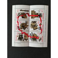 Польша 1971 Малый лист с 6 марками, блок с 6 марками и сцепка из 2 марок и купона "VI съезд Польской объединённой партии рабочих (PZPR)" (чистые**) Mi.2124-2131