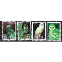 Китай  1995- Совы хищные птицы фауна животные животный мир марки ** MNH