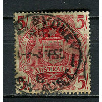 Австралия - 1948/1950 - Герб 5 Sh - [Mi.187] - 1 марка. Гашеная.  (Лот 16JR)-T3P19