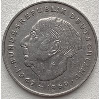 Германия 2 марки 1974 г. G. Теодор Хойс. 20 лет Федеративной Республике (1949-1969)
