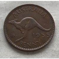 Австралия 1 пенни 1955 Елизавета II (Перт - с точкой)