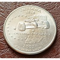 США 25 ентов , D  2002 Квотер штата Индиана  ( 2-5-2 )