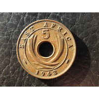 Британская Восточная Африка. 5 центов. 1943. С 20 копеек. Распродажа коллекции. Смотрите другие лоты.