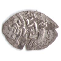 Денга Новгородская ~1420-1478 между фигурами крест _состояние  VF