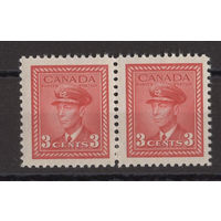 Канада / Canada 1942 ** 3 cents, Адмирал Король Георг VI , Вторая мировая война, сцепка 2 марки