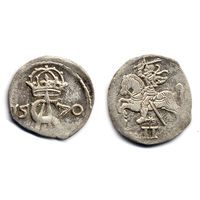 Двуденар 1570, Жигимонт Август, Вильно. Остатки штемпельного блеска