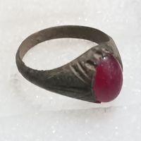 Перстень старинный с крсной вставкой  (5)