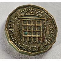 1958 год Англия  3 пенса