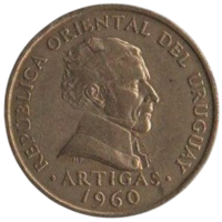 Восточная Республика Уругвай. 10 сентесимо 1960. Брак. Расслоение заготовки.