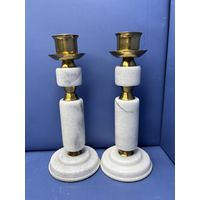 Пара подсвечников на одну свечу металл камень